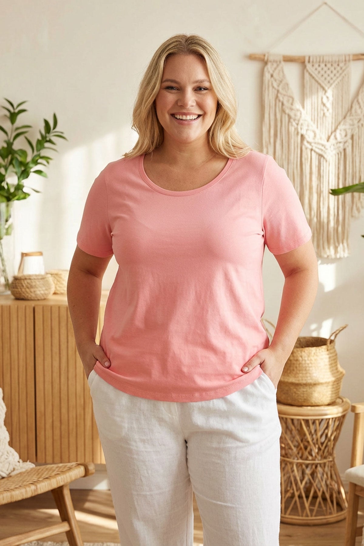 Büyük Beden Kısa Kol Basic T-shirt 10971529 T-shirt Vervegrand