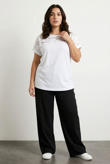 Çiçekli File Panel T-shirt