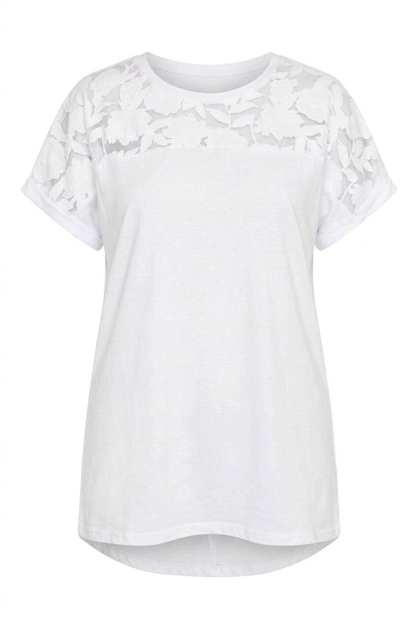 Çiçekli File Panel T-shirt