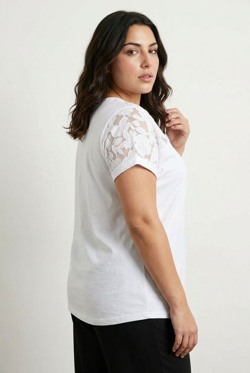 Çiçekli File Panel T-shirt