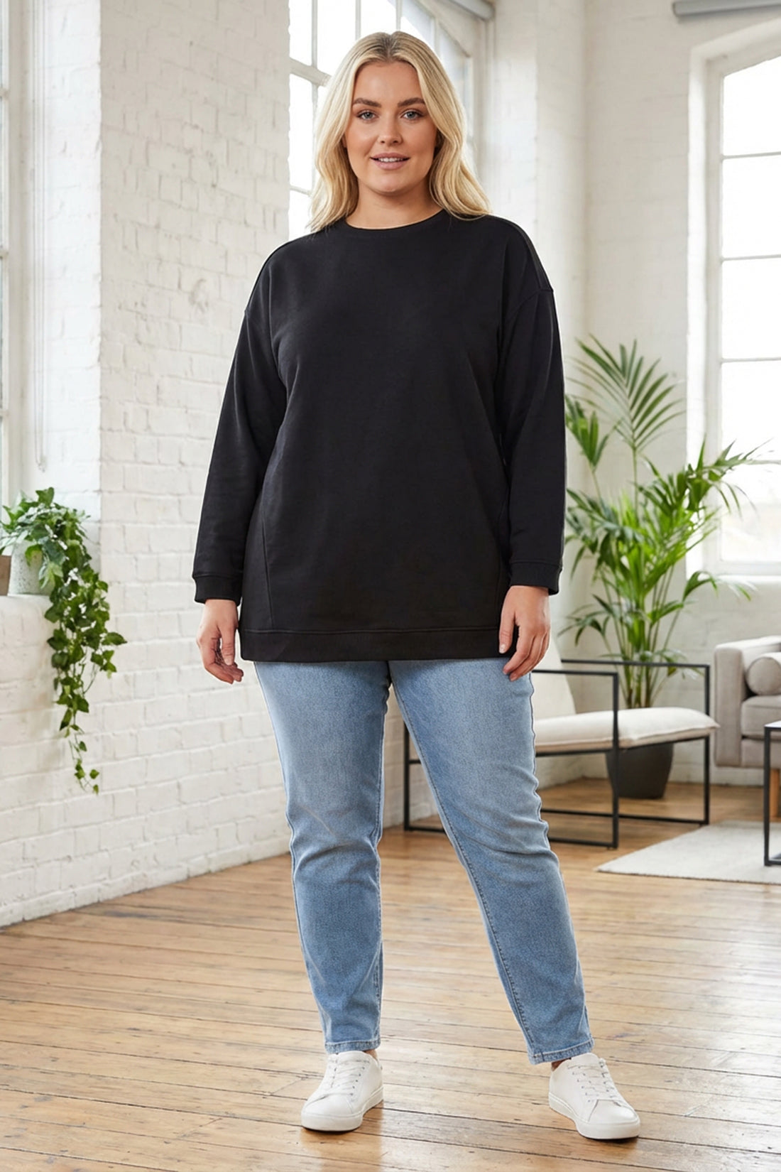 Bisiklet Yaka Uzun Kollu Basic Sweatshirt 303747 Vervegrand