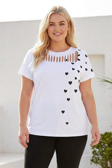 Büyük Beden Kısa Kollu Bisiklet Yaka Baskılı T-shirt 304345 Vervegrand