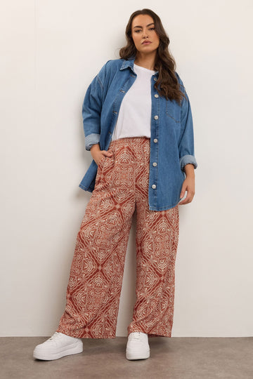 Beli Lastikli Cepli Geniş Paça Baskılı Pantolon 310293 Vervegrand