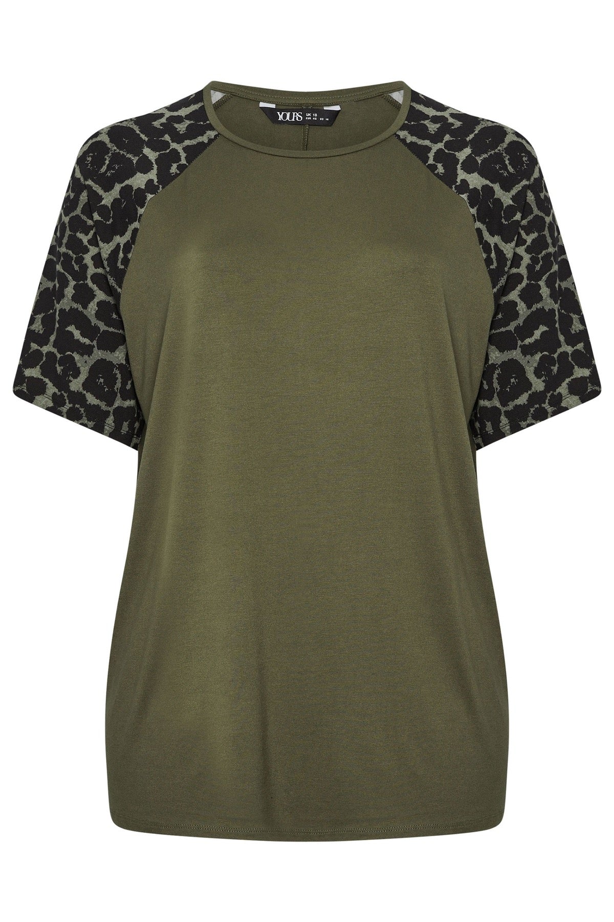 Büyük Beden Bisiklet Yaka Kısa Kollu Leopar Desenli T-shirt 322972 Vervegrand