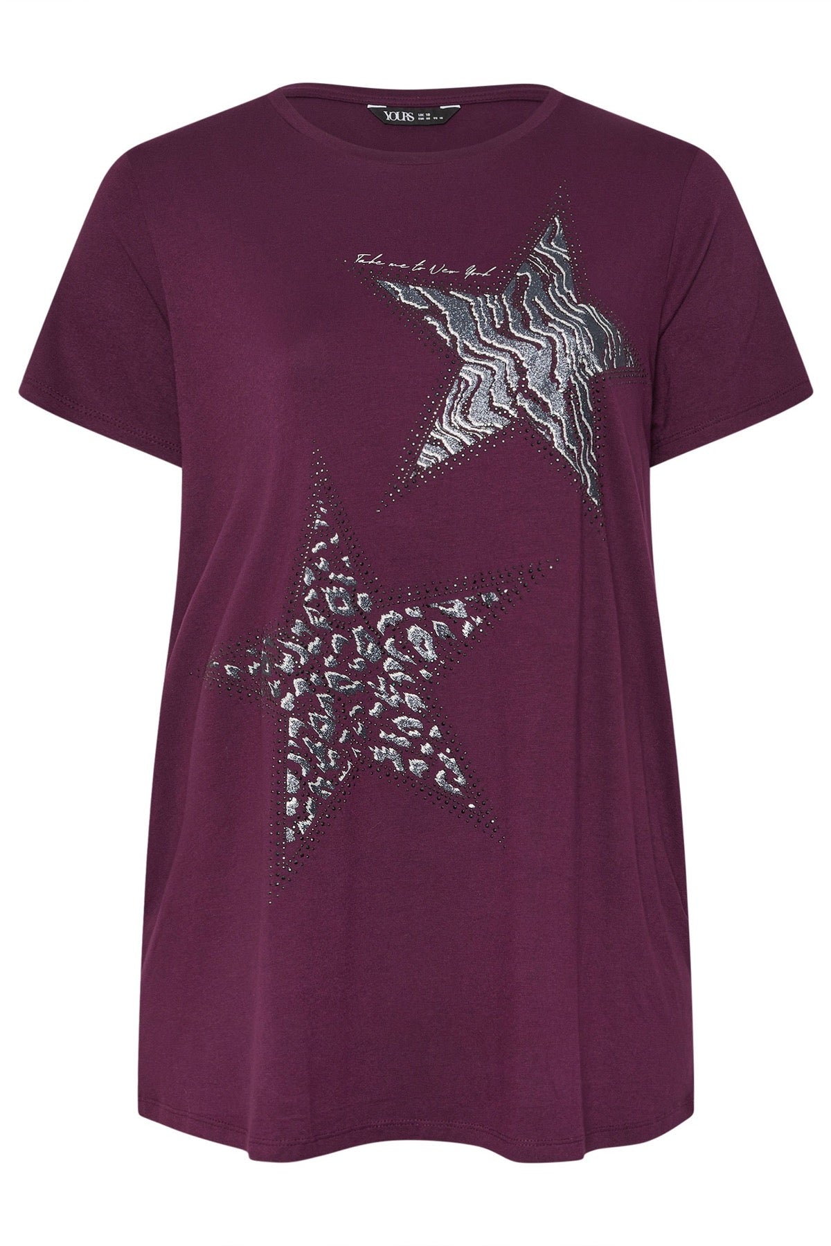 Bisiklet Yaka Kısa Kollu Parlak Baskılı Taşlı T-shirt 322960 Vervegrand