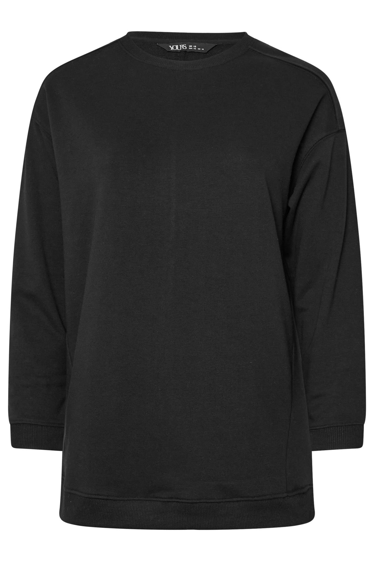 Büyük Beden Bisiklet Yaka Uzun Kollu Basic Sweatshirt 303747 Siyah Vervegrand