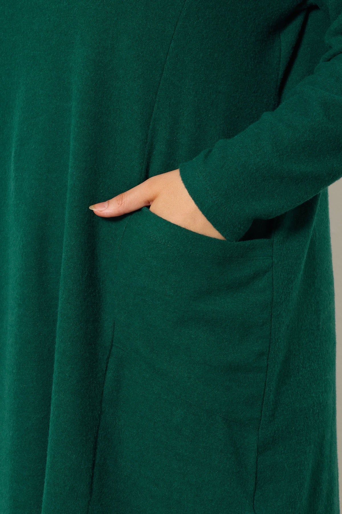 Büyük Beden Bisiklet Yaka Uzun Kollu Cepli Peluş Tunik 616455 Vervegrand