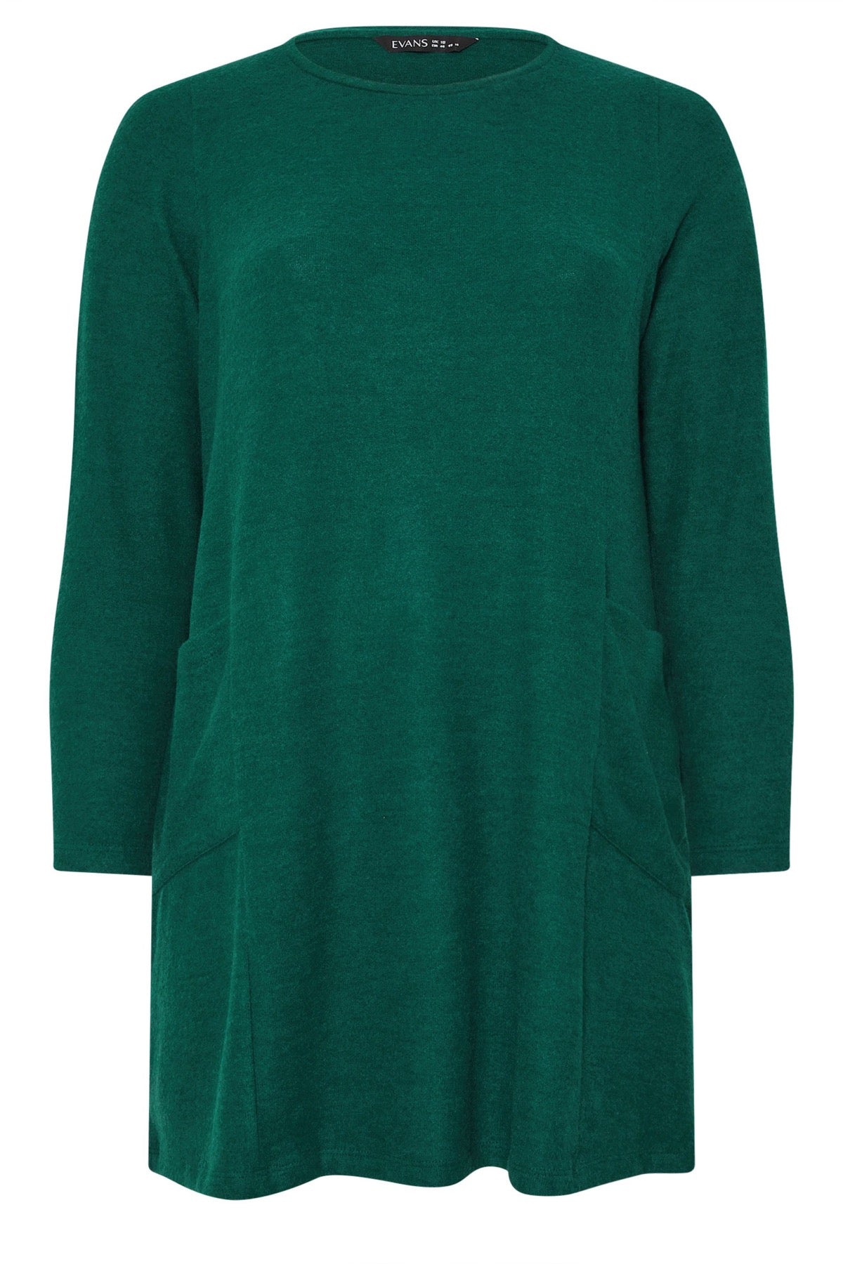 Büyük Beden Bisiklet Yaka Uzun Kollu Cepli Peluş Tunik 616455 Yeşil Vervegrand