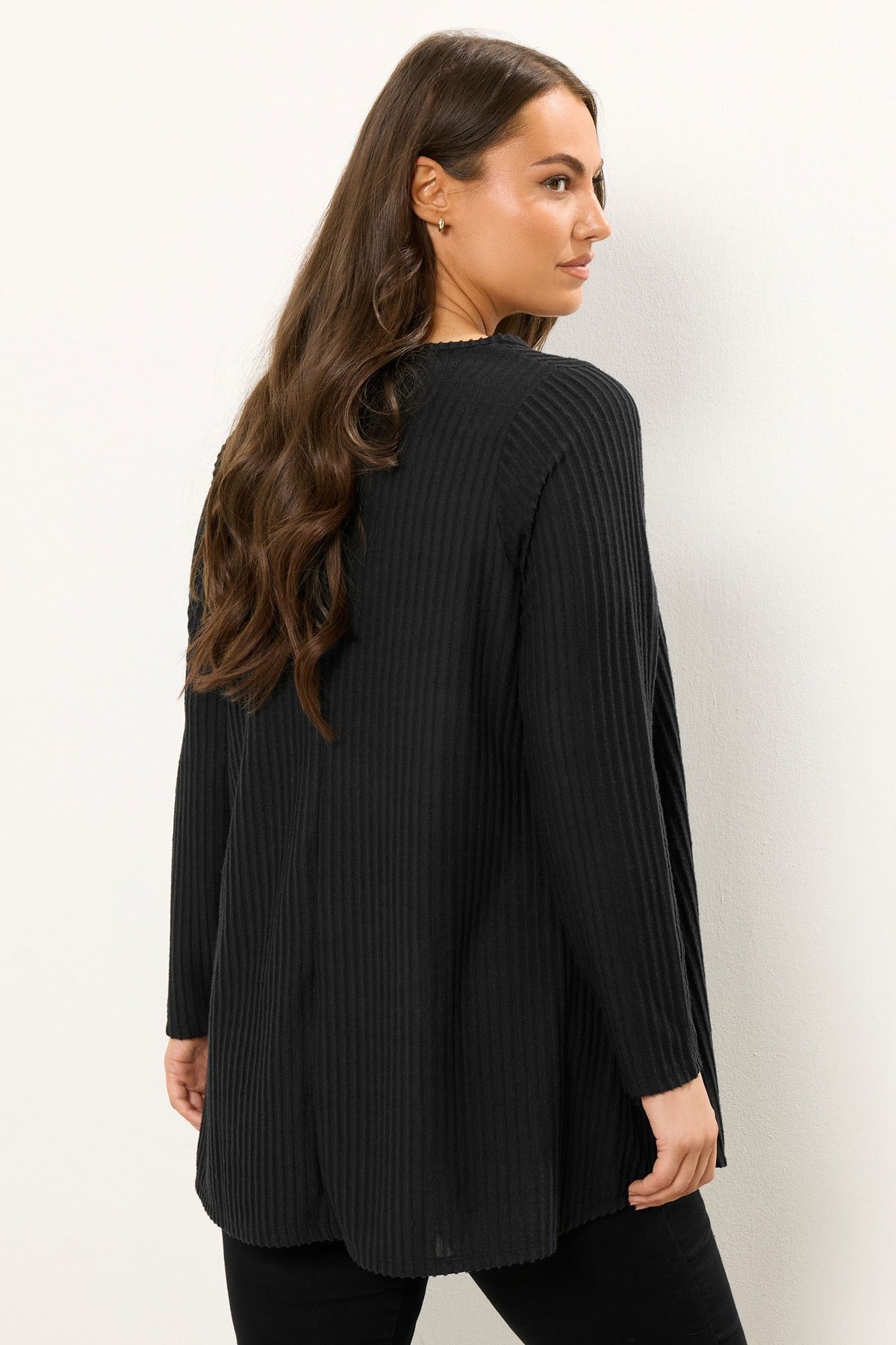 Büyük Beden Bisiklet Yaka Uzun Kollu Fitilli T-shirt 304381 Vervegrand