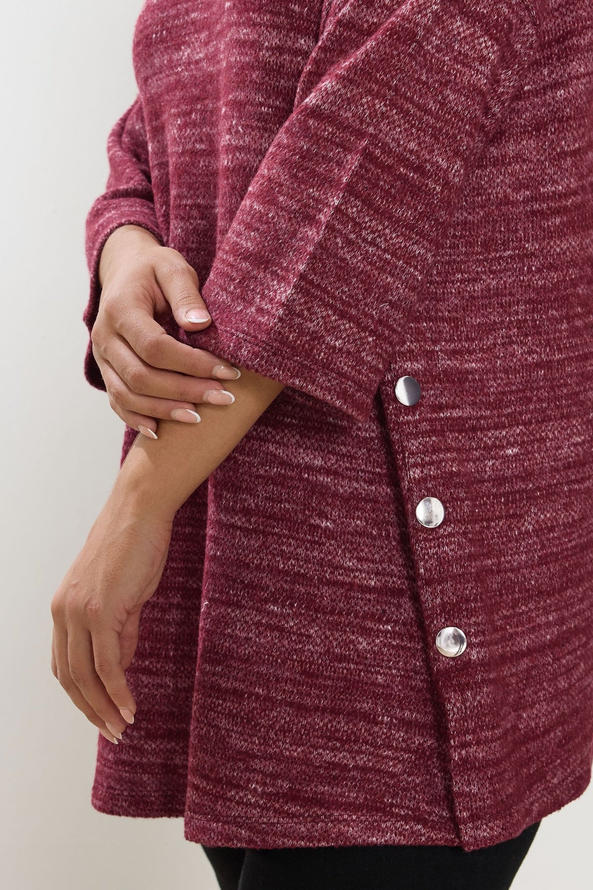 Büyük Beden Bisiklet Yaka Yarım Kol Düğme Detaylı Sweatshirt 304438 Vervegrand