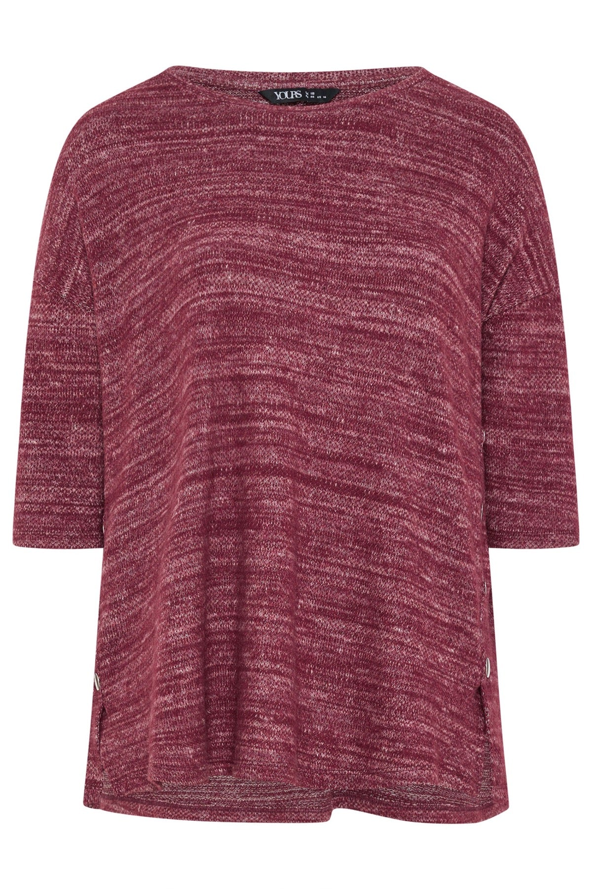 Büyük Beden Bisiklet Yaka Yarım Kol Düğme Detaylı Sweatshirt 304438 Mor Vervegrand