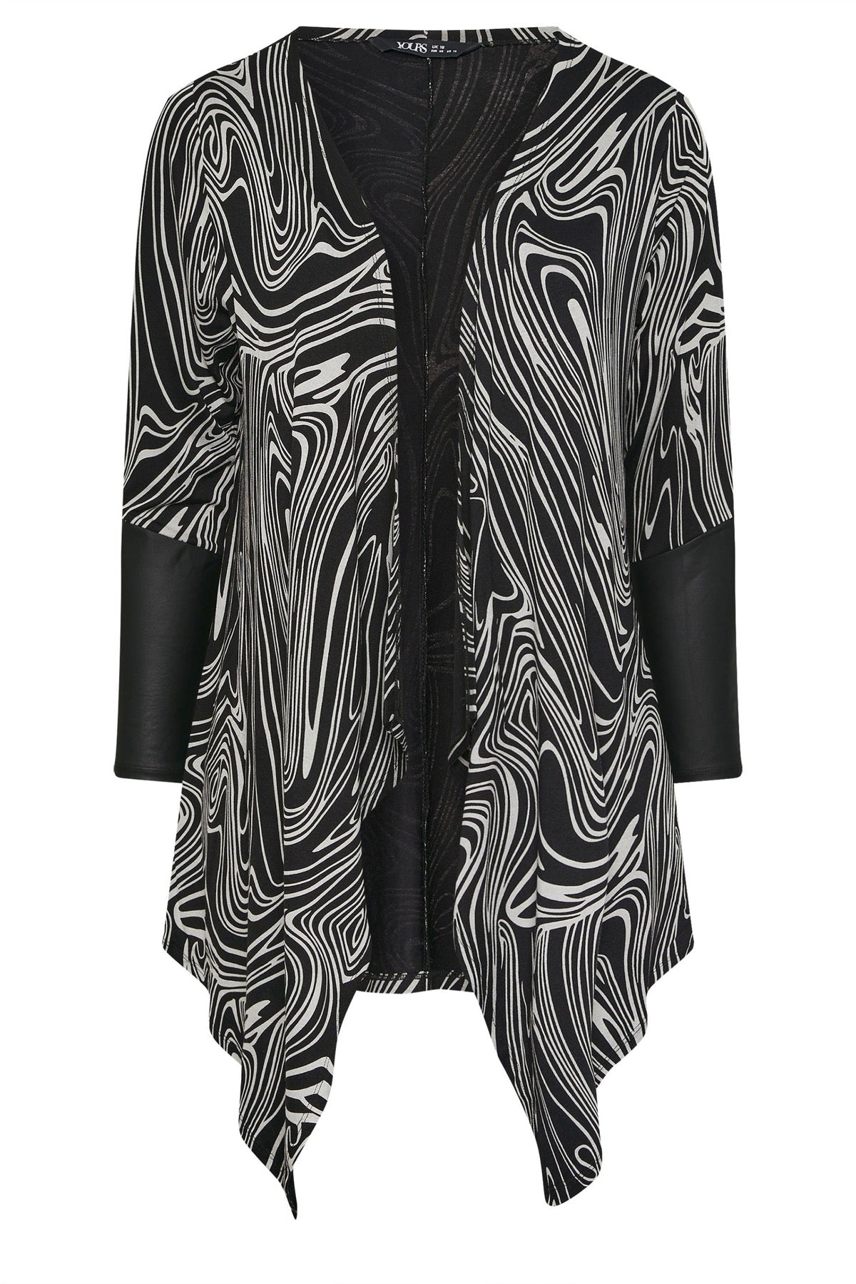 Büyük Beden Uzun Kollu Deri Detaylı Önü Kapamasız Hırka 304276 Vervegrand