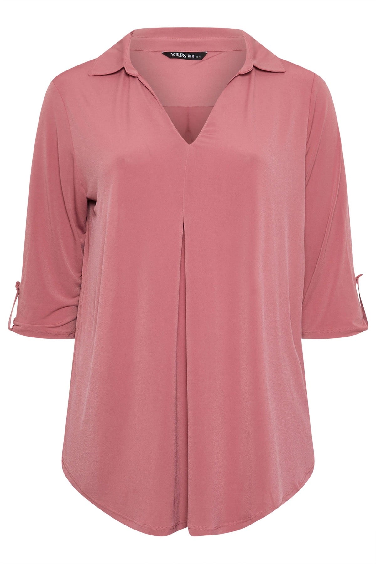 Büyük Beden V Yaka Uzun Kollu Bluz 303627 Pembe Vervegrand
