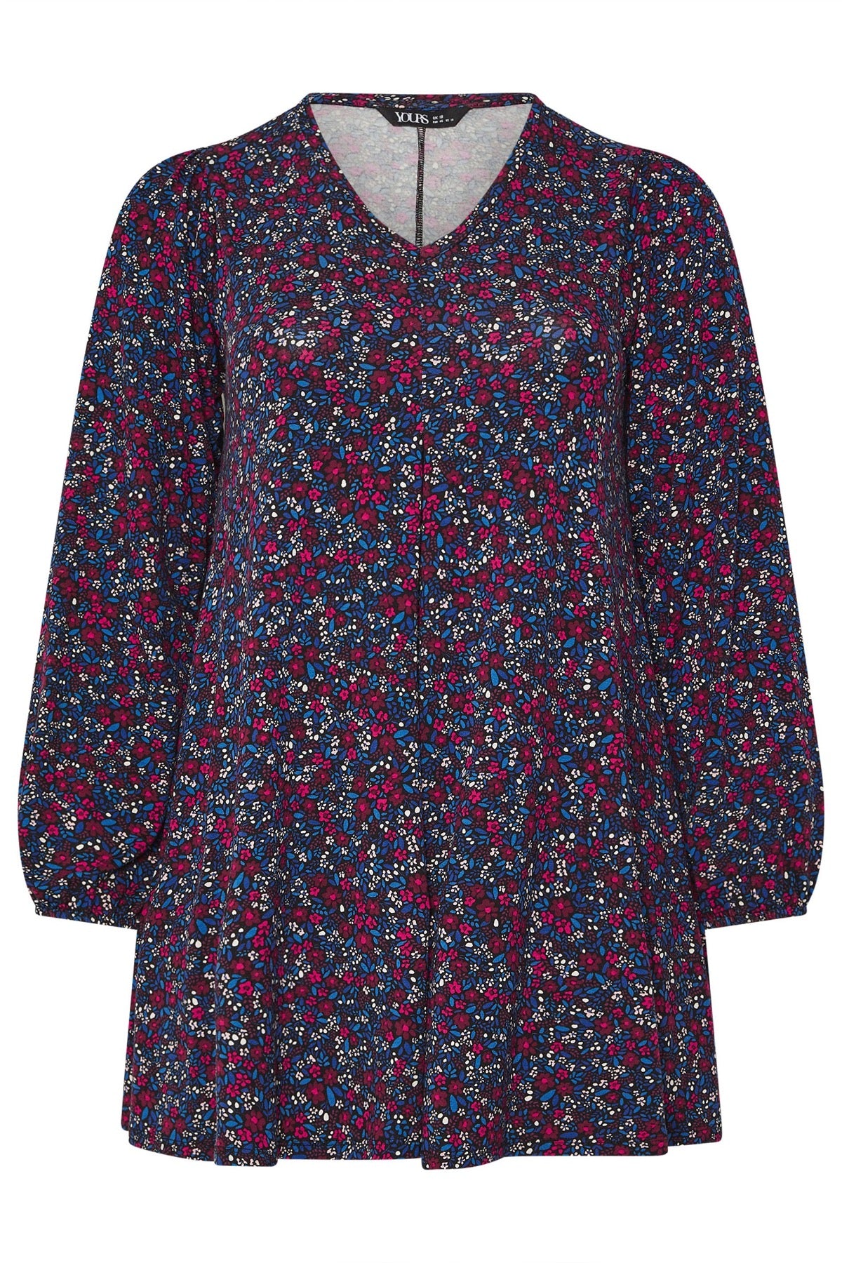 Büyük Beden V Yaka Uzun Kollu Çiçek Desenli T-shirt 322979 Vervegrand