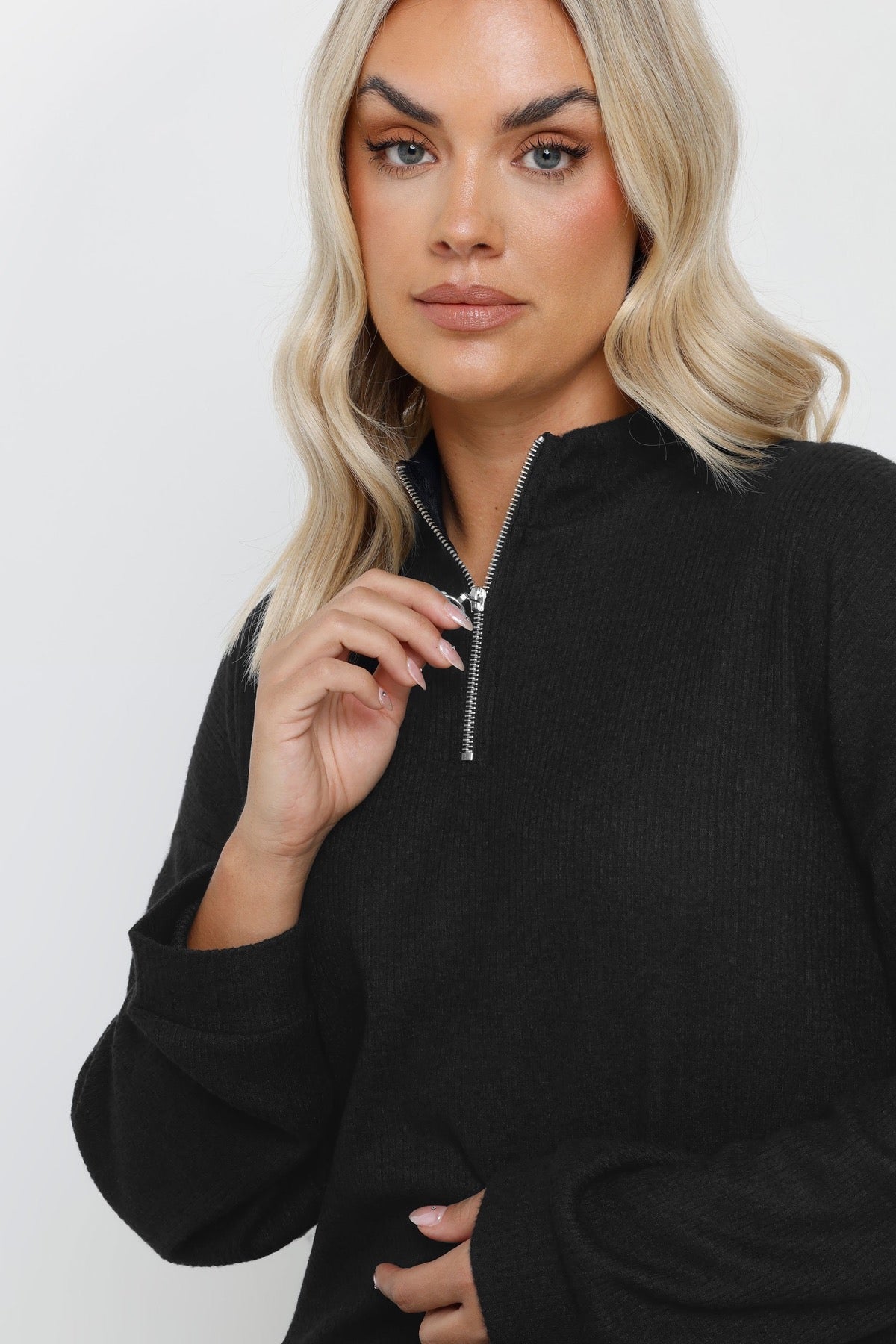 Büyük Beden V Yaka Uzun Kollu Fitili Kumaş Midi Elbise 303855 Vervegrand