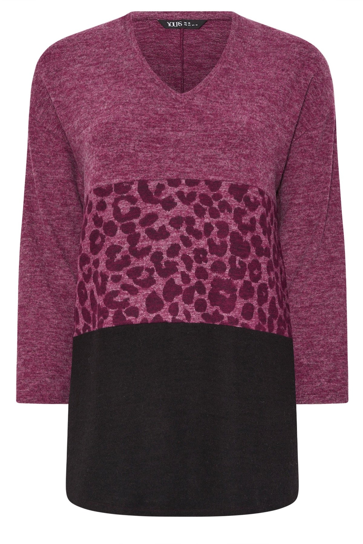 Büyük Beden V Yaka Uzun Kollu Peluş Sweatshirt 285053 Mor Vervegrand