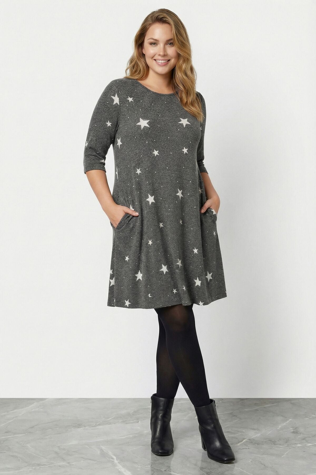 Yumuşak Dokulu Gri Elbise 304282 Gri Vervegrand