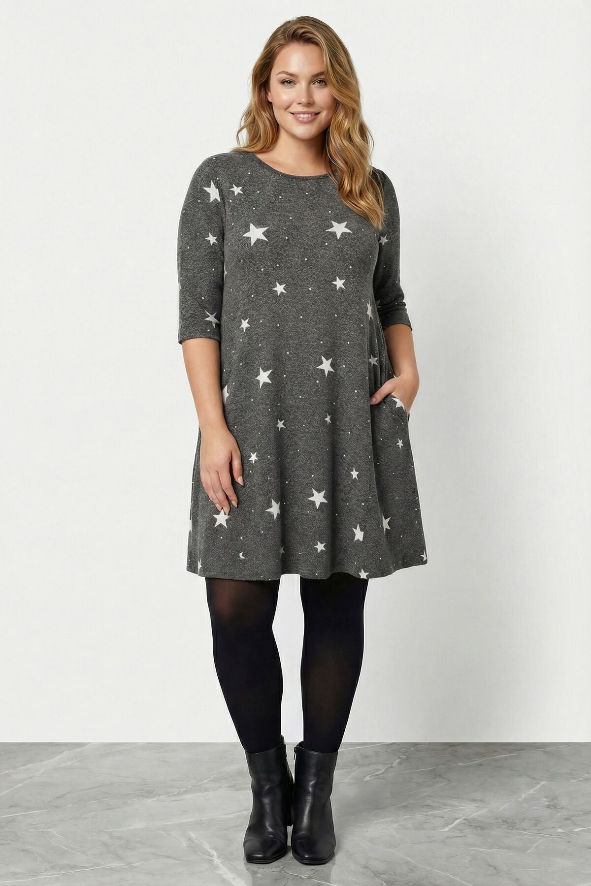 Yumuşak Dokulu Gri Elbise 304282 Vervegrand