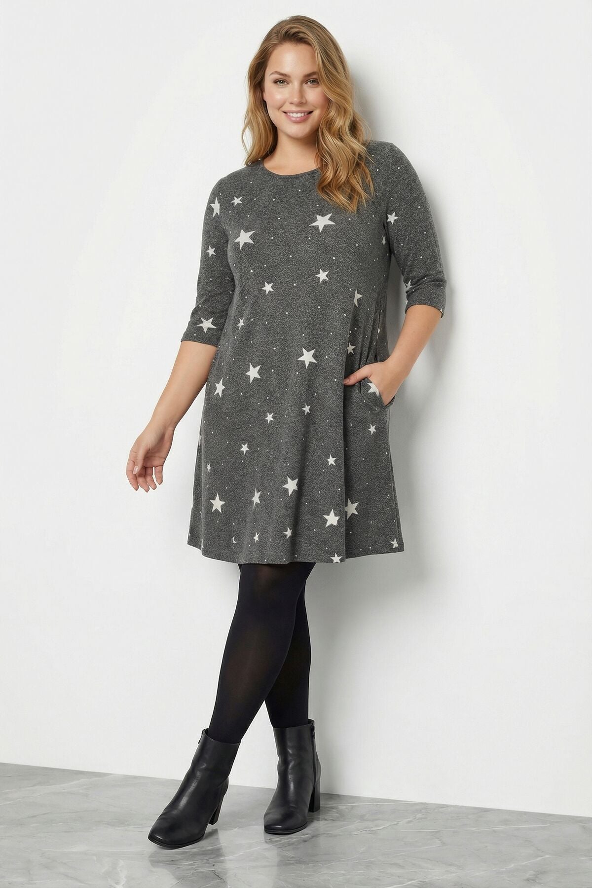 Yumuşak Dokulu Gri Elbise 304282 Vervegrand