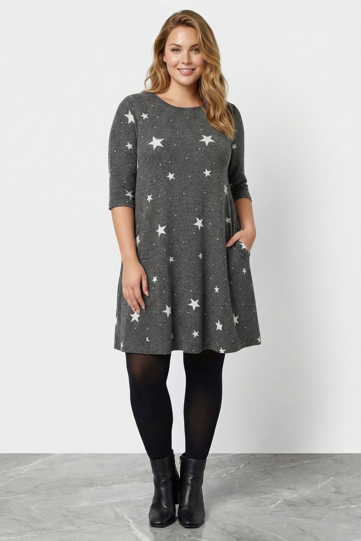 Yumuşak Dokulu Gri Elbise 304282 Vervegrand