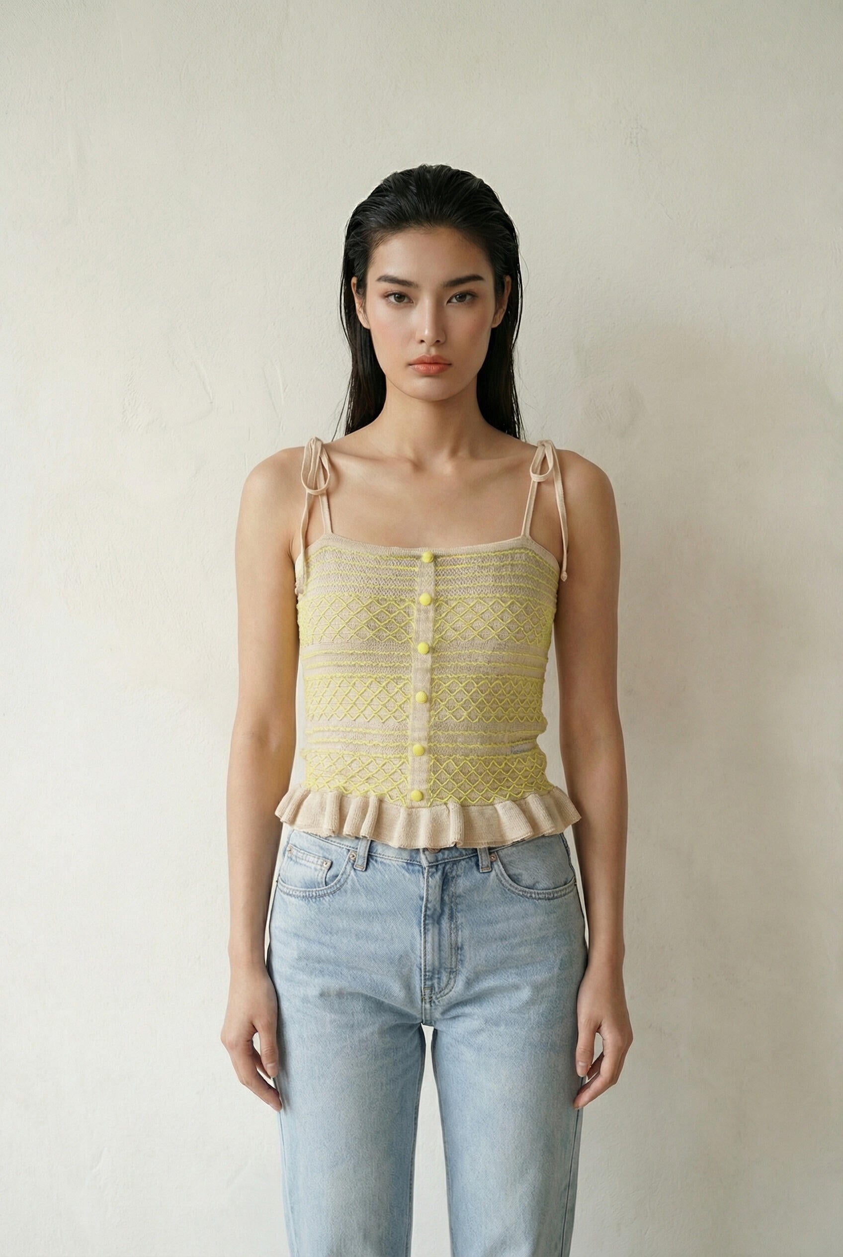 Diamond Knit Tie-Strap Top