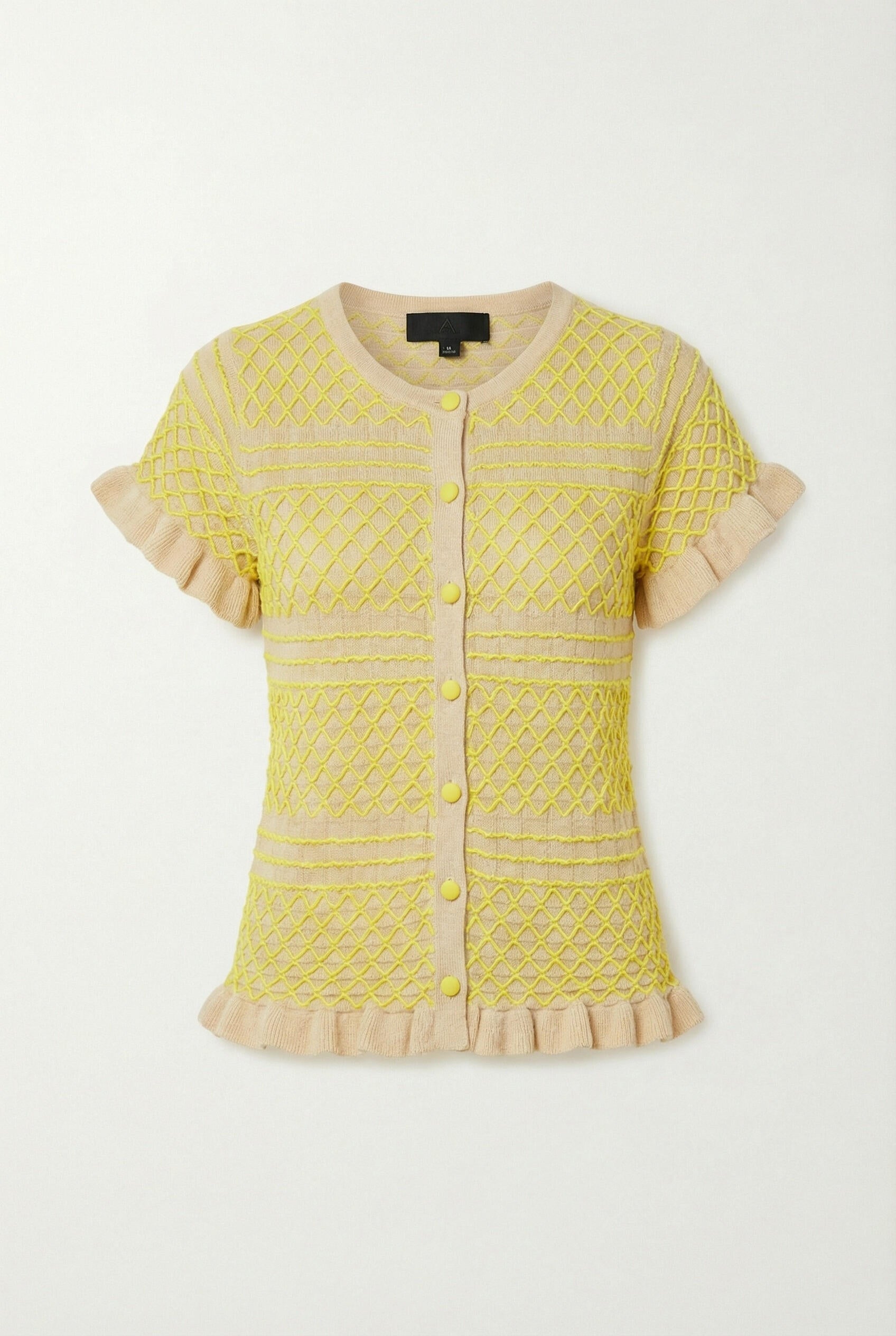 Diamond Lattice Ruffle Cardigan