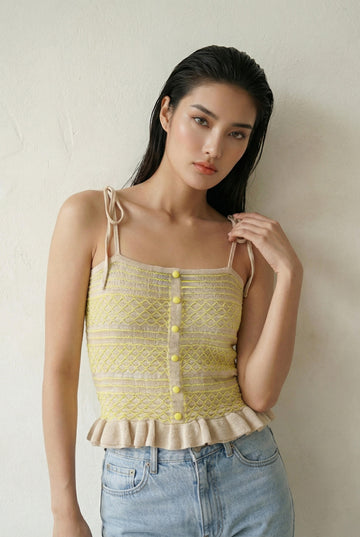 Diamond Knit Tie-Strap Top