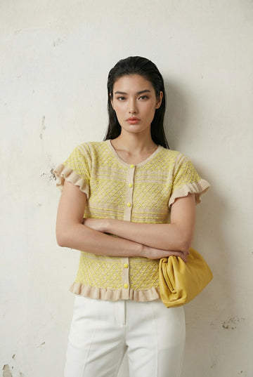 Diamond Lattice Ruffle Cardigan