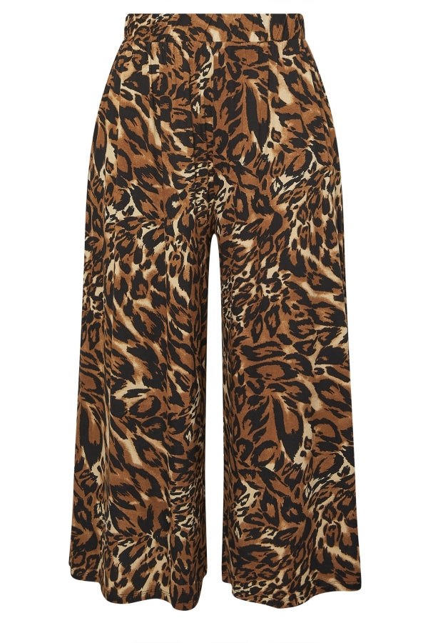 Büyük Beden Beli Lastikli Bol Paça Leopar Desenli Cepli Pantolon 304271 Vervegrand