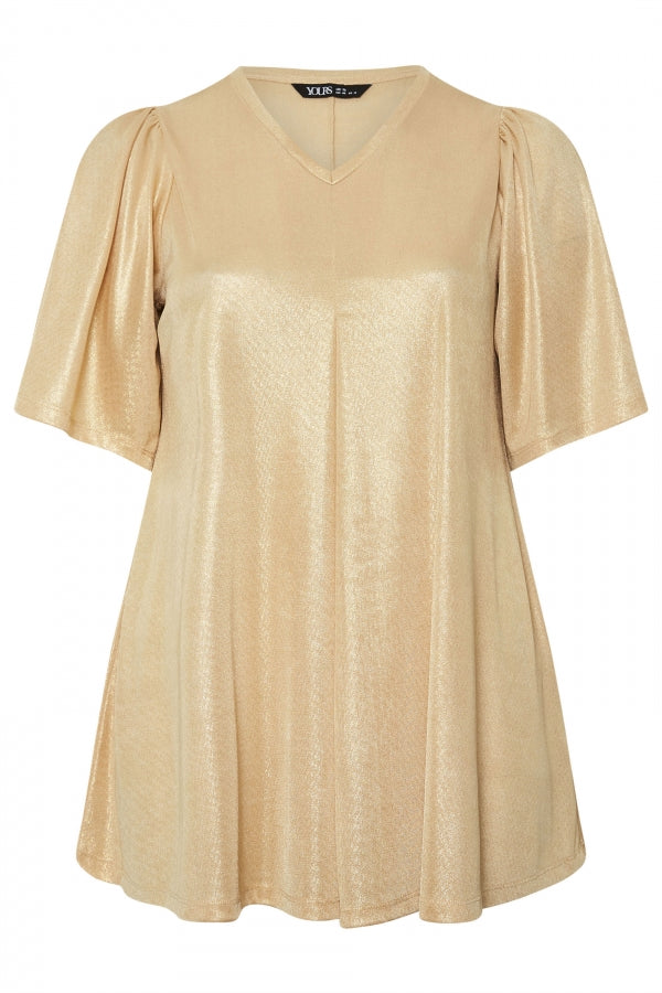 Büyük Beden V Yaka Kısa Kollu Parlak Görünümlü Bluz 303718 Vervegrand