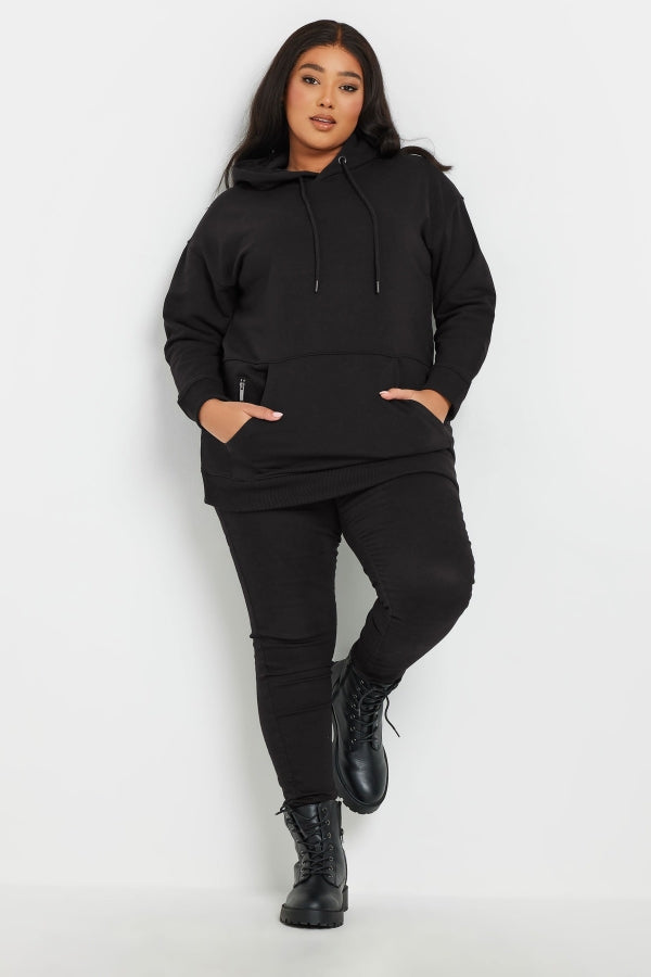 Büyük Beden Kapüşonlu Cepli Fermuar Detaylı Sweatshirt 303800 Sweatshirt Vervegrand