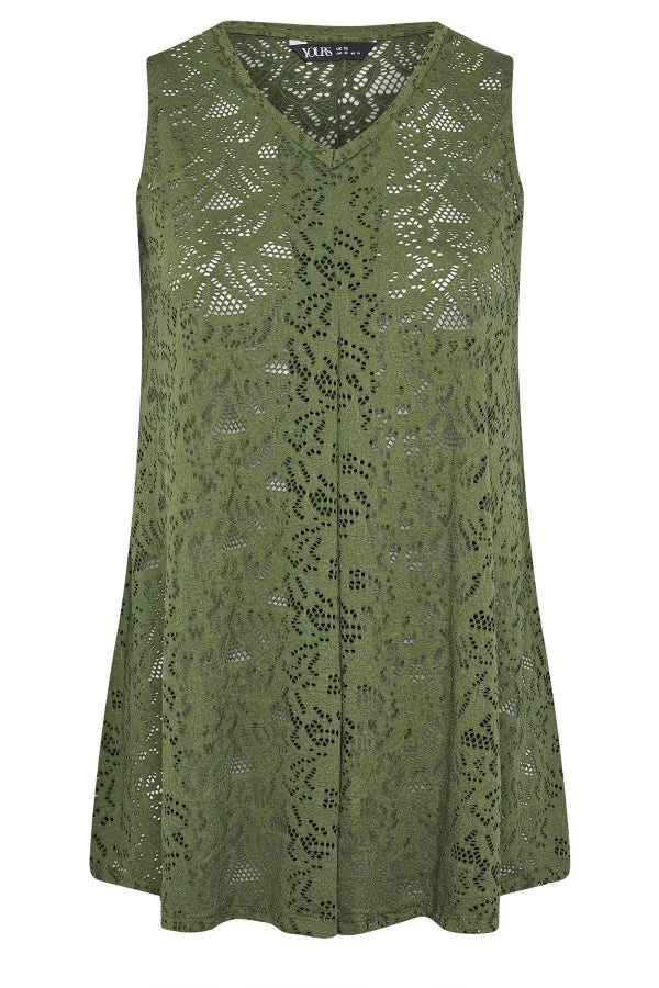 Büyük Beden V Yaka Sıfır Kol Astarsız Dantel T-shirt 304102 T-shirt Vervegrand