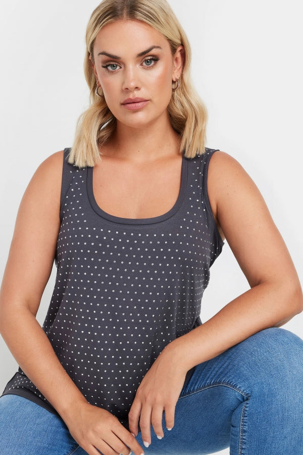 Büyük Beden Sıfır Kol Önü Taş İşlemeli Bisiklet Yaka Bluz 321850 Vervegrand