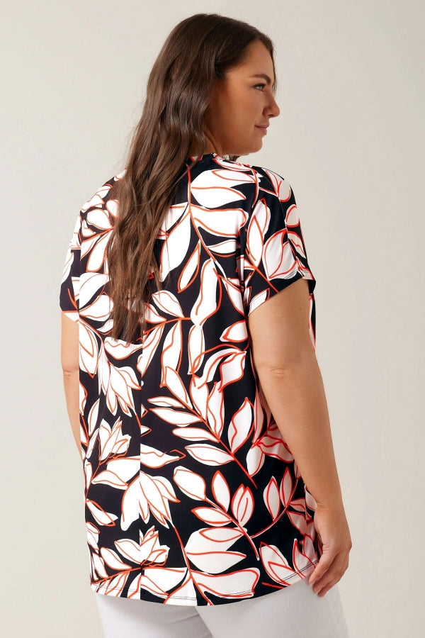 Büyük Beden V Yaka Kısa Kollu Önü Pileli Bluz 615650 Vervegrand