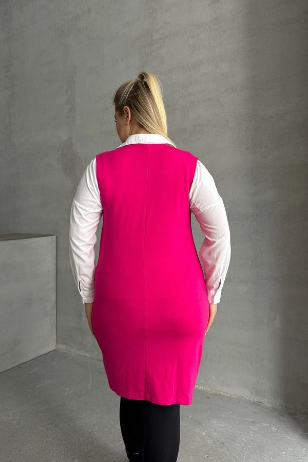 Büyük Beden Sıfır Kol Önü Düğmeli Cep Görünümlü Hırka 300861 Vervegrand