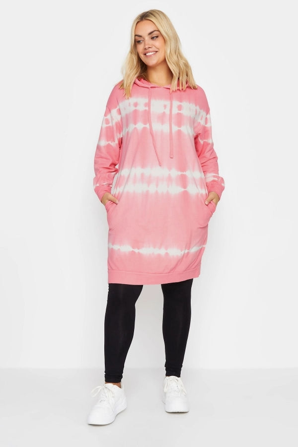 Büyük Beden Batik Desenli Uzun Kesim Cepli Kapüşonlu Sweatshirt 302208 Vervegrand