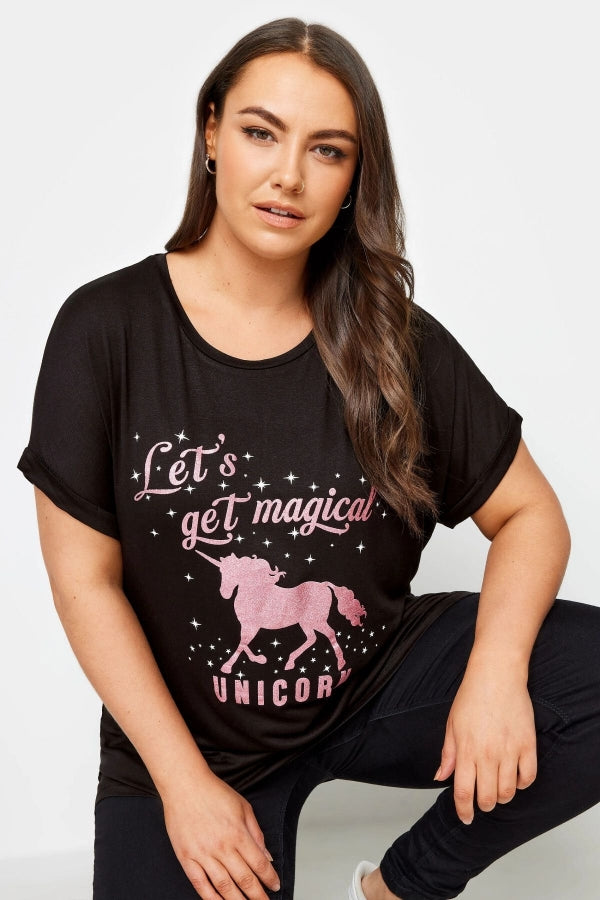 Büyük Beden Bisiklet Yaka Kısa Kollu Metalik Baskılı T-shirt 302849 Vervegrand