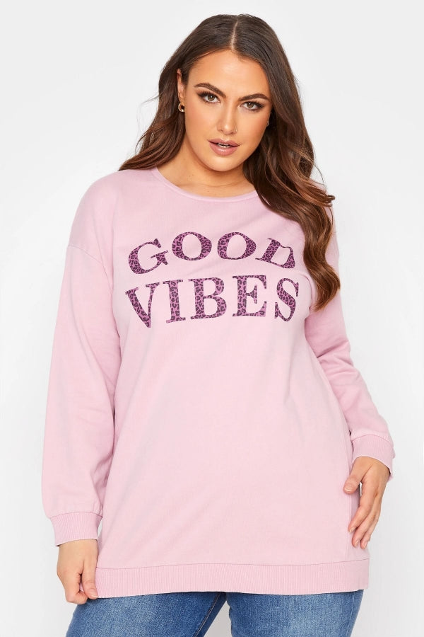 Büyük Beden Yazı Baskılı Bisiklet Yaka Sweatshirt 173598 Vervegrand