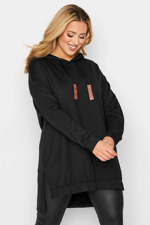 Büyük Beden Kapüşonlu Yırtmaç Detaylı Uzun Kollu Sweatshirt 301171 Vervegrand