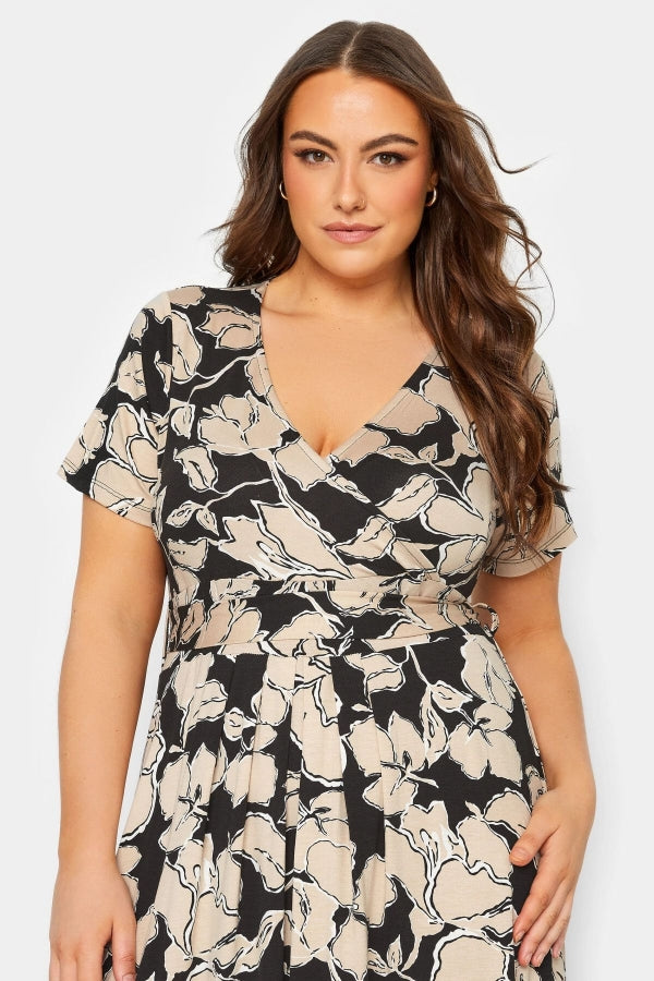 Büyük Beden V Yaka Kemer Detaylı Likralı Anvelop Elbise 137435 Vervegrand