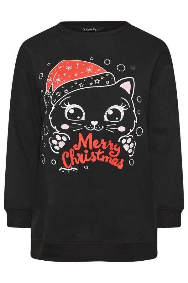 Vervegrand büyük beden yılbaşı koleksiyonu siyah sweatshirt