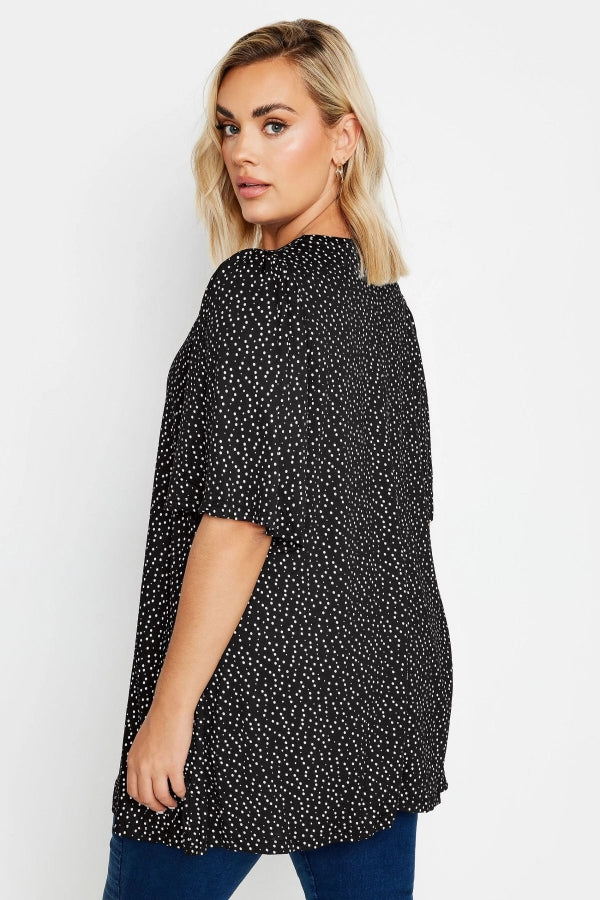 Büyük Beden V Yaka Desenli Asimetrik Kesim Likralı Bluz 303369 Vervegrand