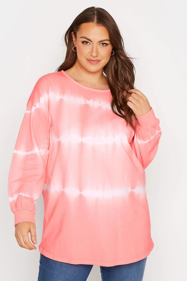 Büyük Beden Balon Kol Batik Desenli Bisiklet Yaka Sweatshirt 173409 Vervegrand