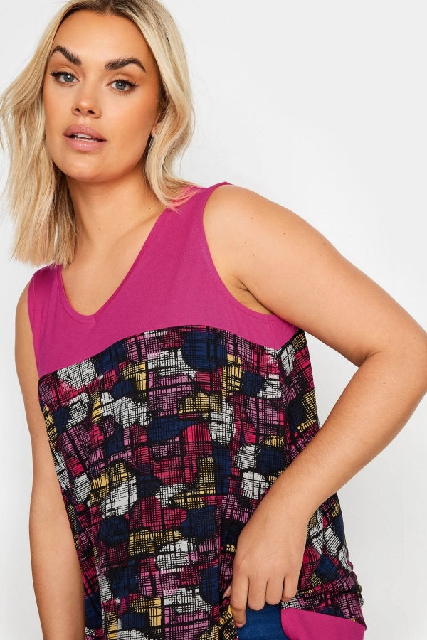 Büyük Beden Sıfır Kol V Yaka Desenli Likralı Bluz 303349 Vervegrand