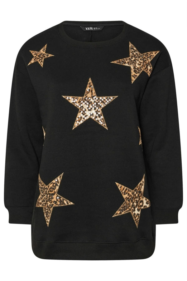 Büyük Beden Uzun Kollu Bisiklet Yaka Payet İşlemeli Sweatshirt 303833 Vervegrand