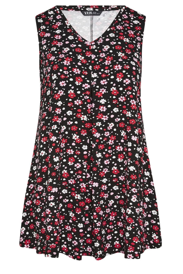 Büyük Beden Kolsuz V Yaka Desenli Likralı Bluz 303180 Vervegrand