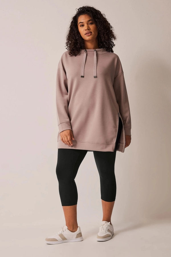 Büyük Beden Bisiklet Yaka Uzun Kollu Fermuar Detaylı Sweatshirt 615117 Vervegrand