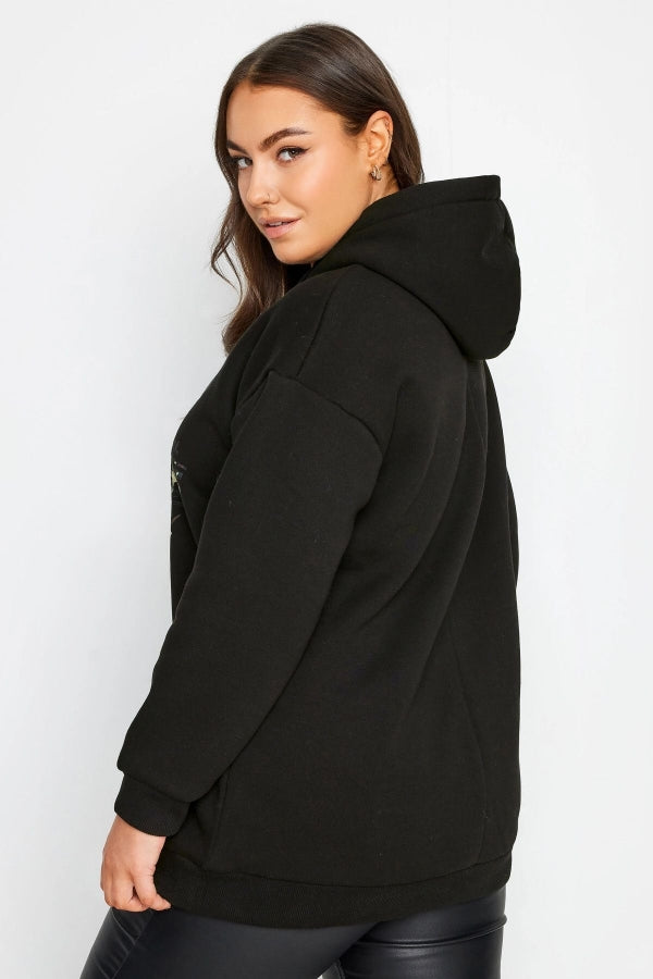 Büyük Beden Uzun Kollu Kapüşonlu Önü Yazı Baskılı Sweatshirt 302835 Vervegrand