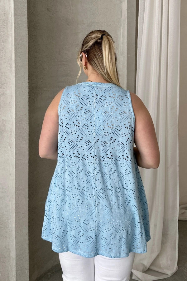 Büyük Beden V Yaka Sıfır Kol Dantel Detaylı Astarsız Bluz 302965 Vervegrand