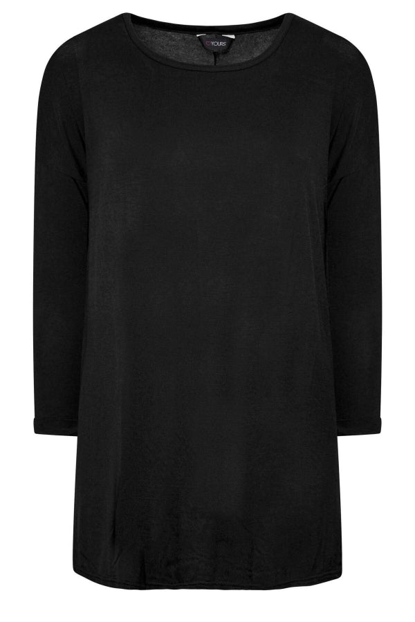 Büyük Beden Bisiklet Yaka Yırtmaç Detaylı Uzun Kollu Oversize Bluz 321292 Vervegrand